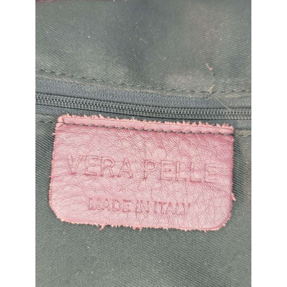 Vera Pelle Genuine Leather•Pebbled•Tassel Burgundy Shoulder Bag•Made In Italy - Picture 8 of 10